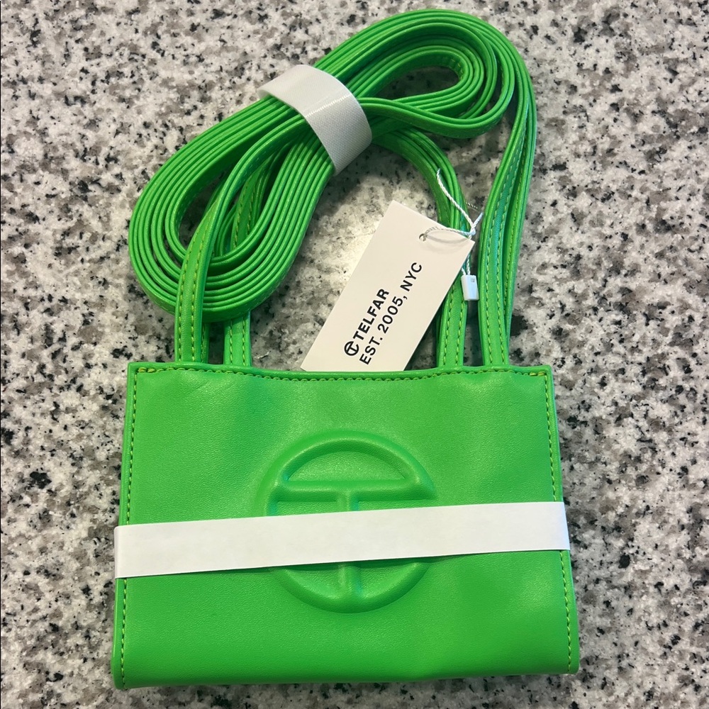 Telfar Highlighter green small shopping bag